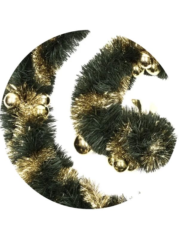 Couronne De Noël Vert Et Or Avec Boules 270Cm