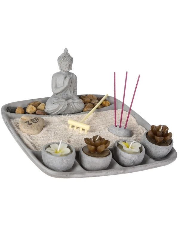 Giardino Zen Con 4 Candele Aditya 23X23Cm