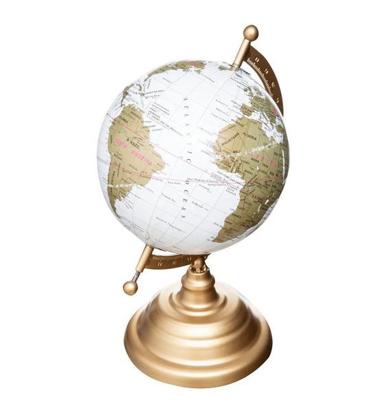 Globo Decorativo Con Base In Metallo Dorato 29Cm