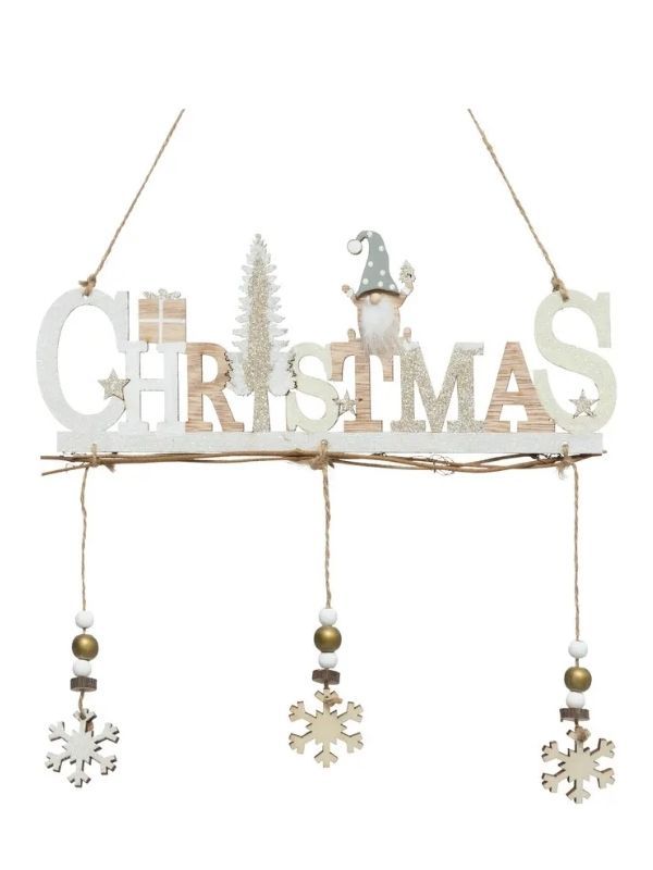 Weihnachts-Hintertür Aus Holz Weihnachten Mit Schneeflocken 29Cm