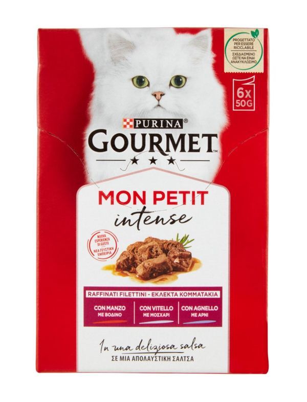 GOURMET Mon Petit Filettini Intense Manzo, Agnello E Vitello 6X50G