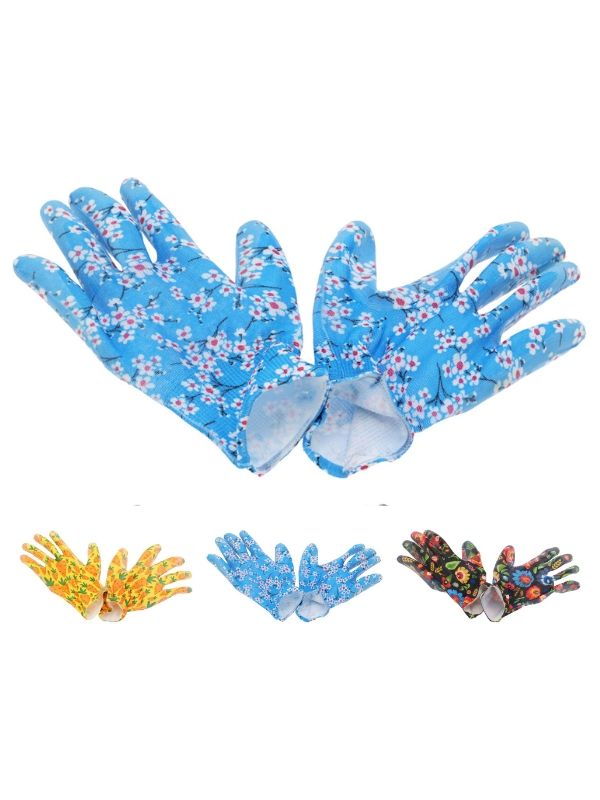 Gants de jardinage pour femme, motif floral, tailles S/M/L - Assortis