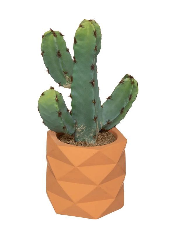 Déco Cactus Finto Con Vaso In Ceramica Effetto Terracotta 24Cm