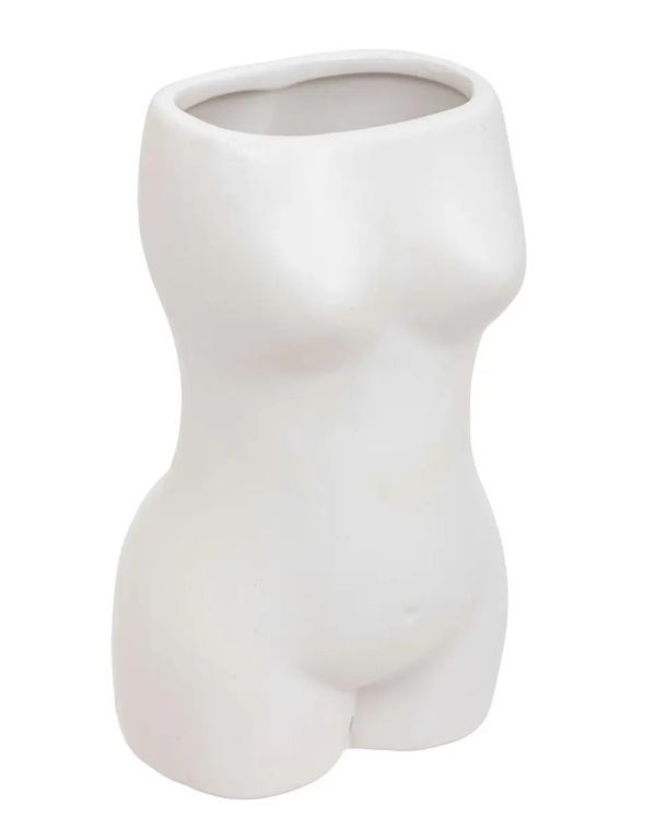 Vaso A Forma Di Corpo Soleya In Ceramica Bianco 17Cm