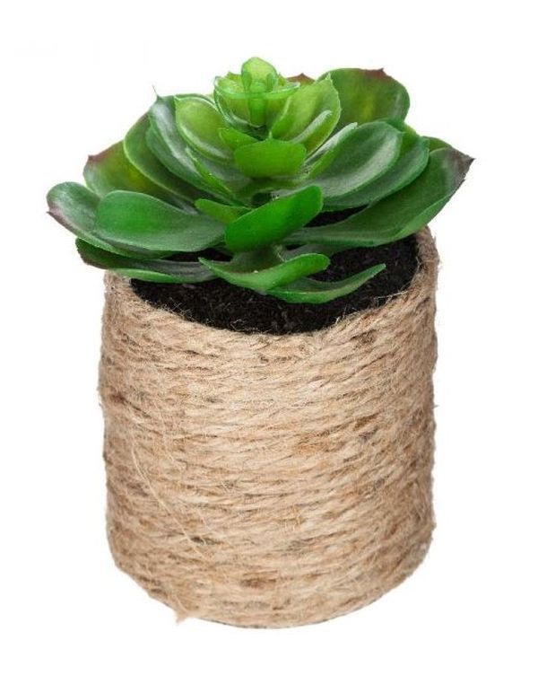 Pianta Finta Déco Con Vaso In Corda 10Cm - Assortito