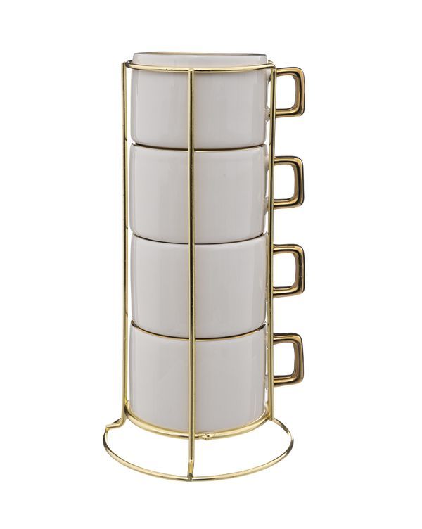Set Di 4 Tazze Da Colazione  Arya Con Supporto 17Cl