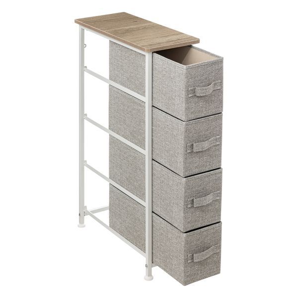 Mobiletto Con 4 Cassetti In Tessuto Tissa Grigio Chiaro 75X48X20Cm