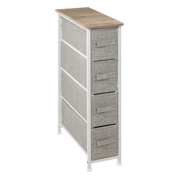 Mobiletto Con 4 Cassetti In Tessuto Tissa Grigio Chiaro 75X48X20Cm