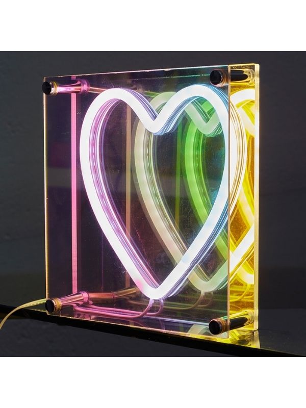  Lampe Led Acrylique Effet Neon Heart 18X18Cm