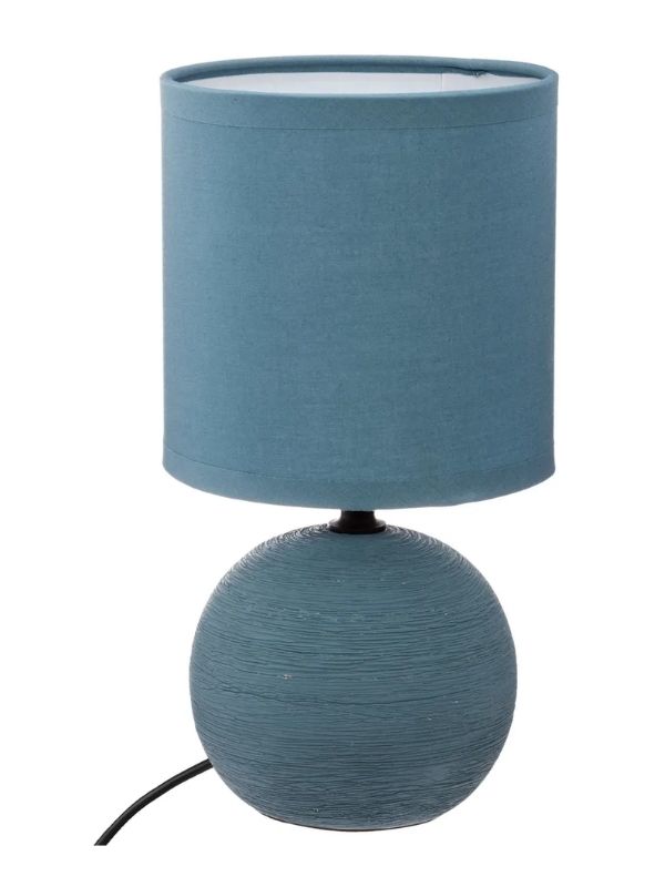 Lampe Sphérique Timéo Deco En Céramique Bleu 25Cm