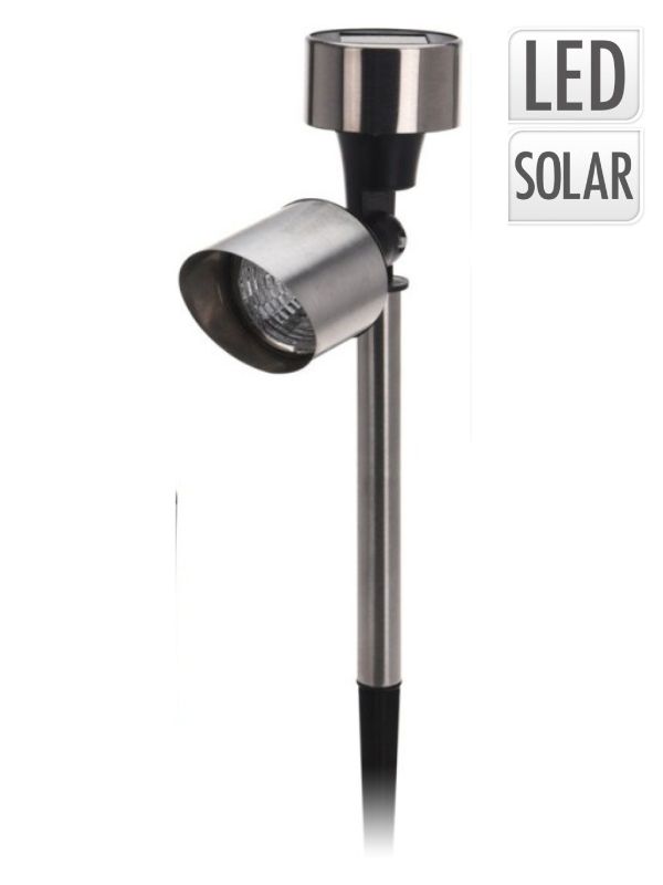 Lampada Solare Da Esterno Con Led In Acciaio Inox 12x5,5x25,5cm