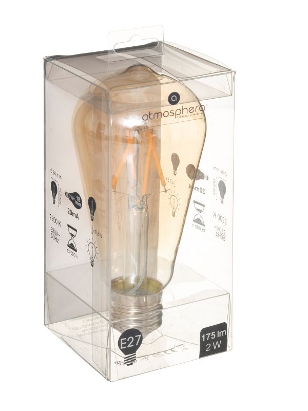 Ampoule Led St64 À Filament Droit E27 Ambre 