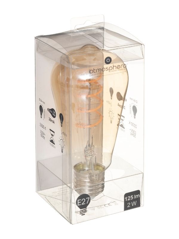 Ampoule Led St64 À Filament Torsadé E27 Ambre 