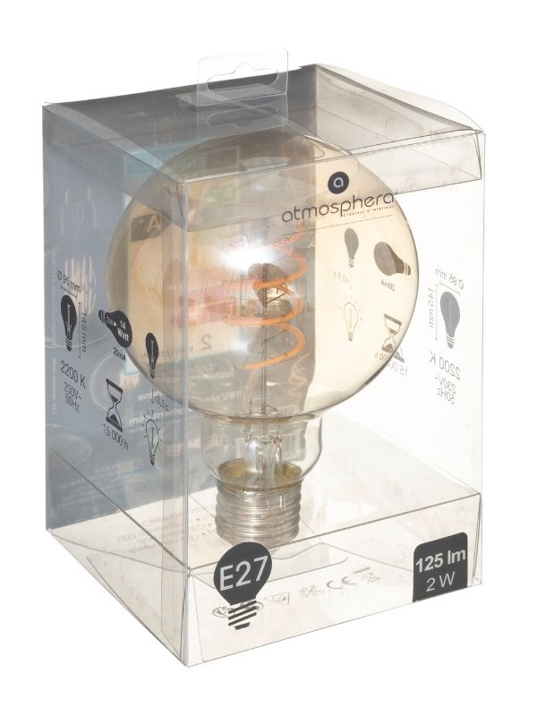 Ampoule Led G95 À Filament Torsadé E27 Ambre 