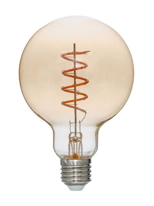Ampoule Led G95 À Filament Torsadé E27 Ambre 