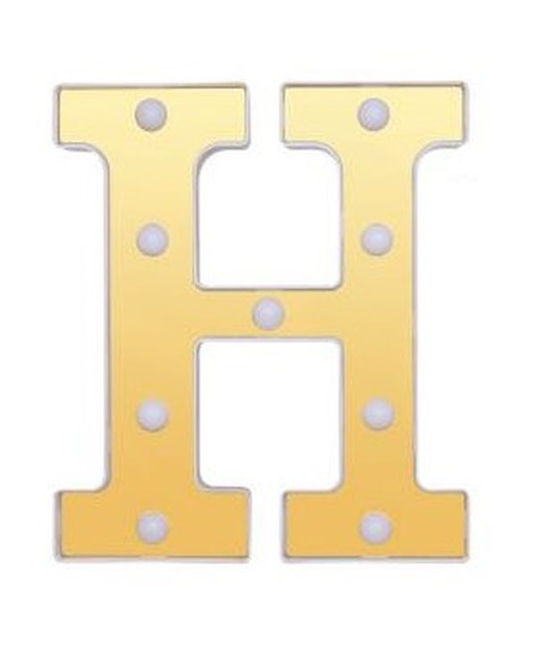 Lettre H Décoratif Or Et Blanc Avec Lumières Led 22Cm