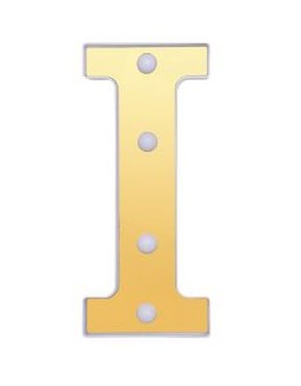 Lettre I Décoratif Or Et Blanc Avec Lumières Led 22Cm