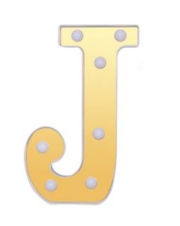 Lettre J Décoratif Or Et Blanc Avec Lumières Led 22Cm