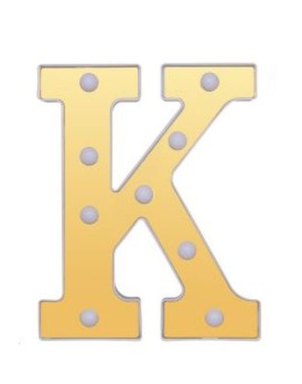 Lettera K Decorativa Oro E Bianca Con Luci Led 22Cm 