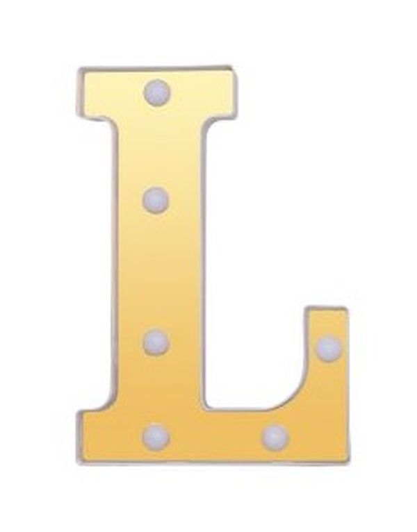 Lettre L Décoratif Or Et Blanc Avec Lumières Led 22Cm