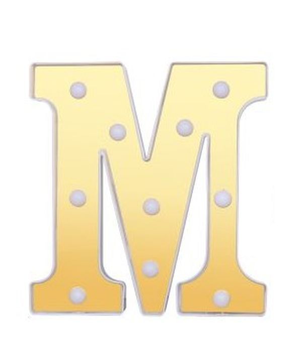 Lettera M Decorativa Oro E Bianca Con Luci Led 22Cm 