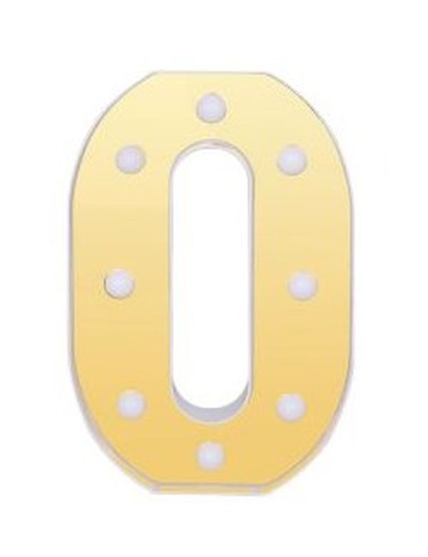 Lettera O Decorativa Oro E Bianca Con Luci Led 22Cm