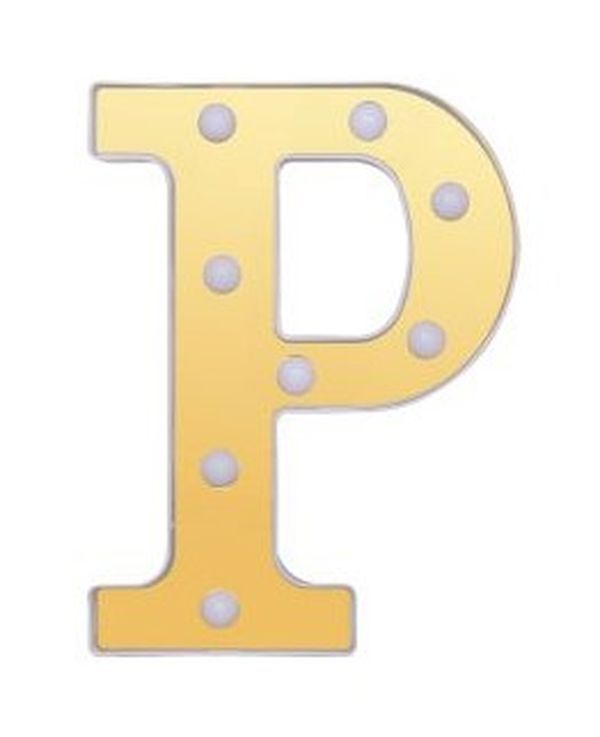 Lettre P Décoratif Or Et Blanc Avec Lumières Led 22Cm