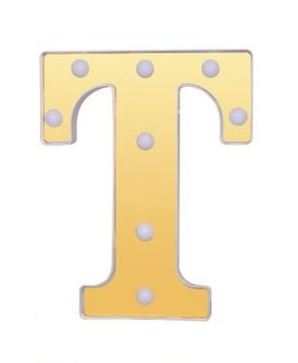 Lettre T Décoratif Or Et Blanc Avec Lumières Led 22Cm
