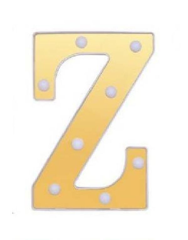 Lettre Z Décoratif Or Et Blanc Avec Lumières Led 22Cm