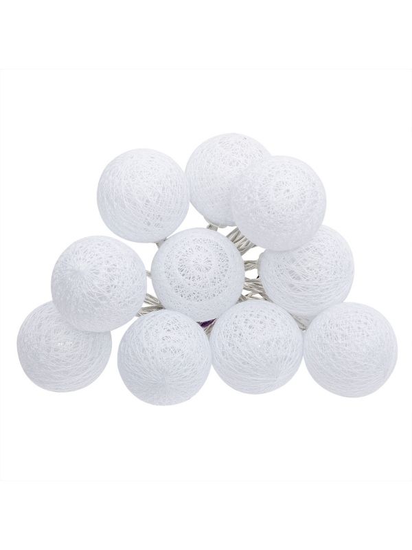  Lumières Led Alimentées Par Batterie 10 Boules Blanches 6Cm