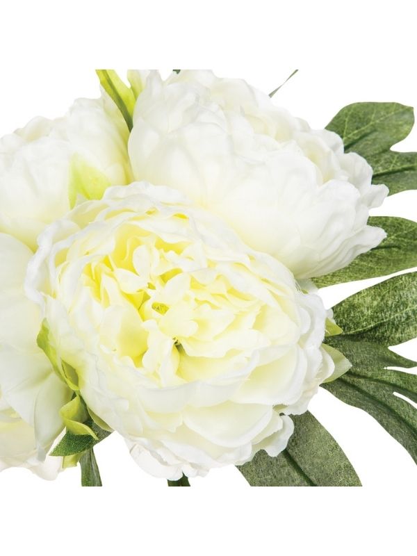 Pianta Artificiale Déco Mazzo Di 4 Peonie Bianco 30Cm