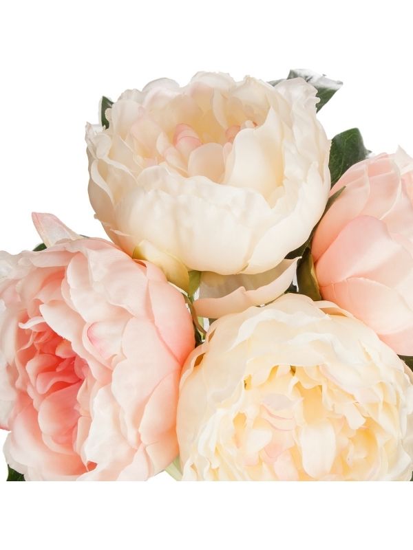 Pianta Artificiale Déco Mazzo Di 4 Peonie Rosa 30Cm