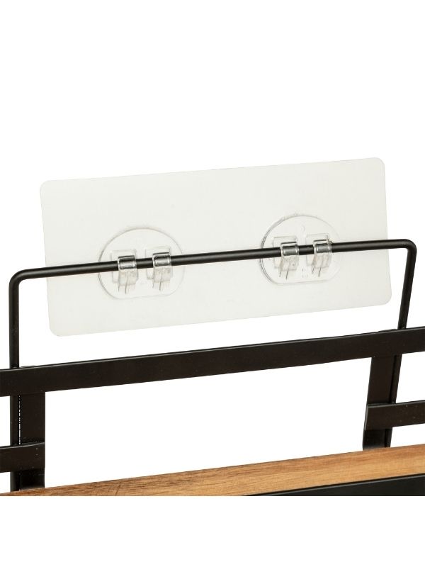  Mensola Doccia 2 Livelli Blackacia In Legno Di Acacia 30X25X15Cm