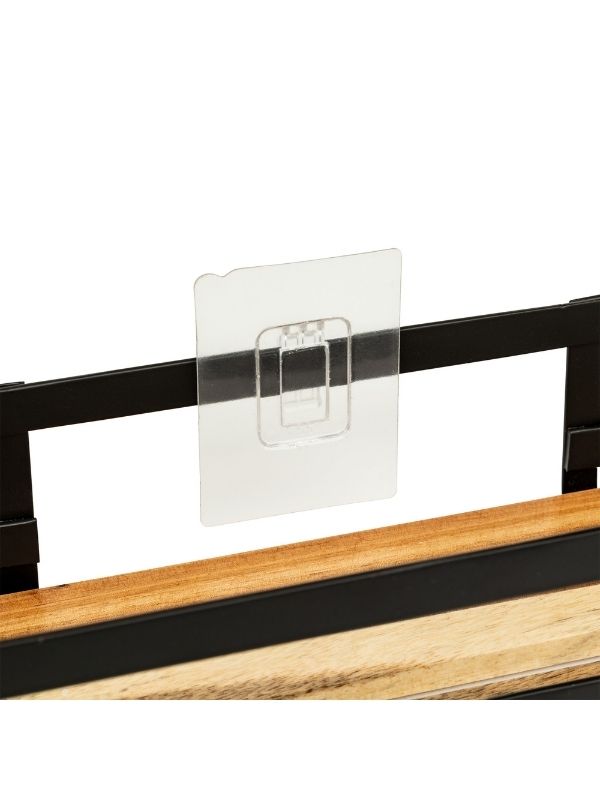  Mensola Doccia 2 Livelli Blackacia In Legno Di Acacia 30X25X15Cm
