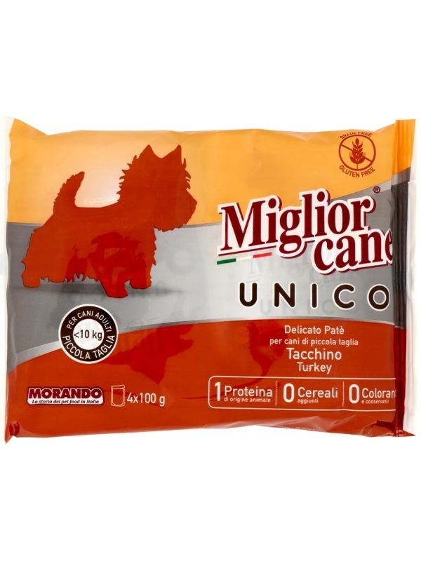 MIGLIOR CANE Unico Delicato Patè Tacchino 4X100G