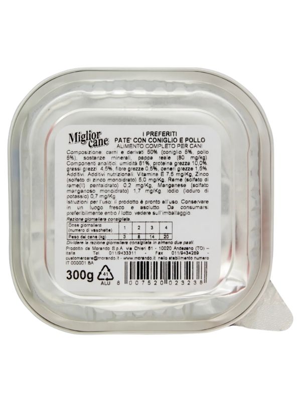 MIGLIOR CANE I Preferiti Pâté Savoureux Lapin Et Poulet 300G