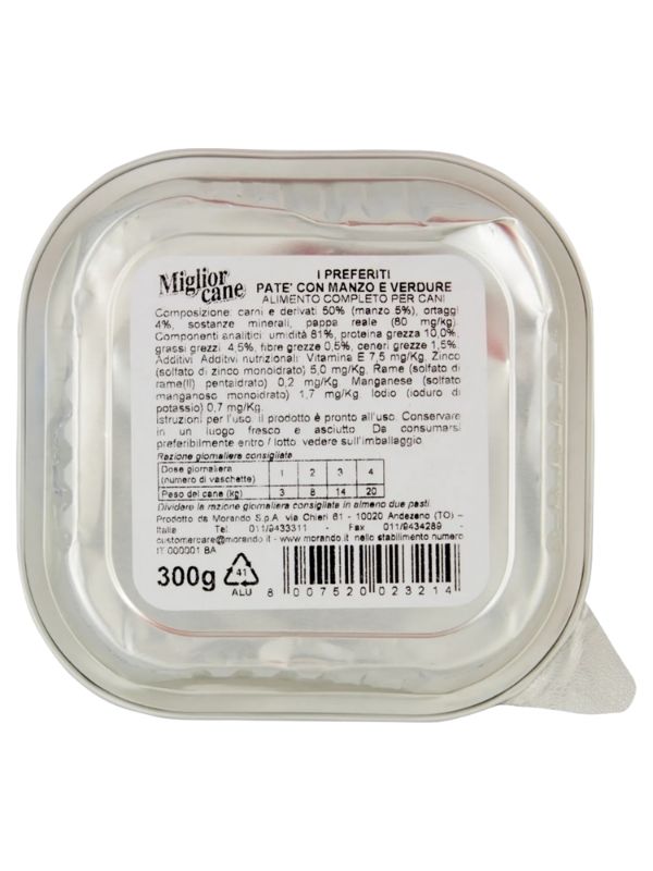 MIGLIOR CANE I Preferiti Gustoso Paté Manzo E Verdure 300G
