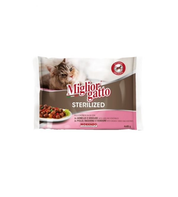 MIGLIORGATTO Multipack Per Gatti Sterilizzati Carni Assortite 4X85G