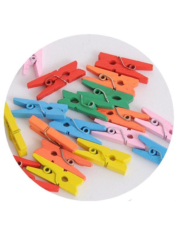 50 Mollette Chiudi Pacco In Legno Colorato