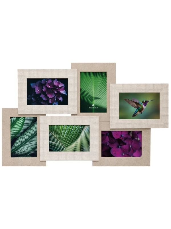 Cadre Multi Hédile Pour 6 Photos Plastique Beige 58X36Cm