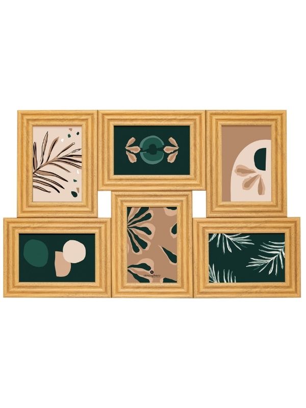 Cadre Multi Mosaïque Pour 6 Photos En Plastique Marron 55.5X35Cm