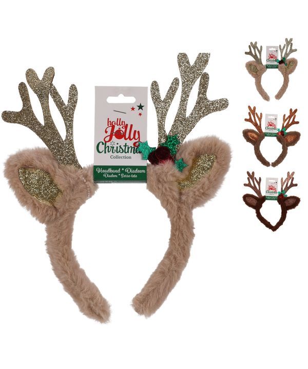 Weihnachts-Accessoire Rentier-Stirnband   30X25Cm  - Sortiert