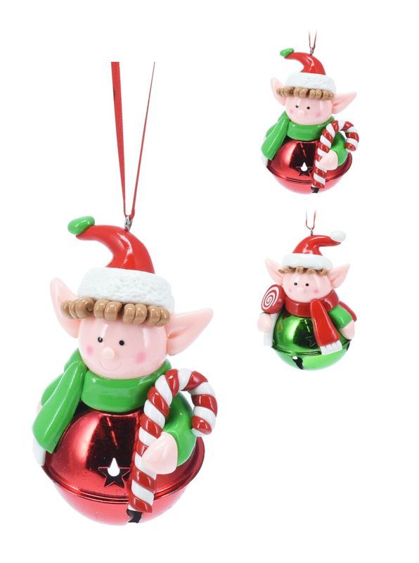 Pendente Natalizio Elfo Con Campanella 8Cm  - Assortito