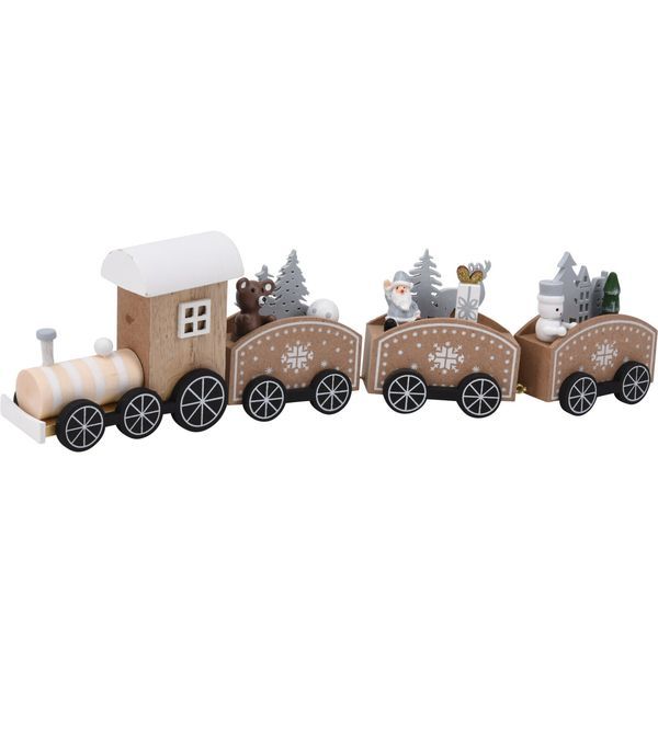 Déco Maison Noël Train En Bois 31Cm - Assortis