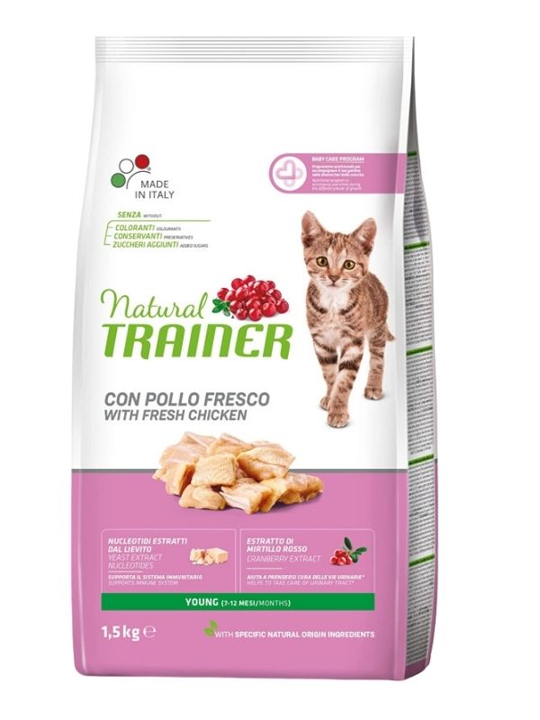 NATURAL TRAINER Kitten E Young Young (7-12 Mesi) Pollo Fresco 1.5Kg