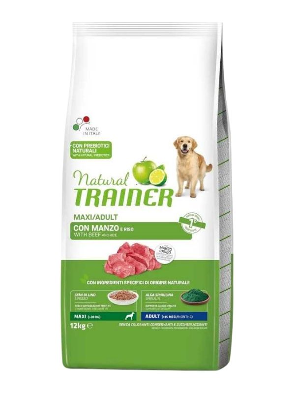 NATURAL TRAINER Maxi Cane Adult (+15 Mesi) Manzo E Riso 12Kg