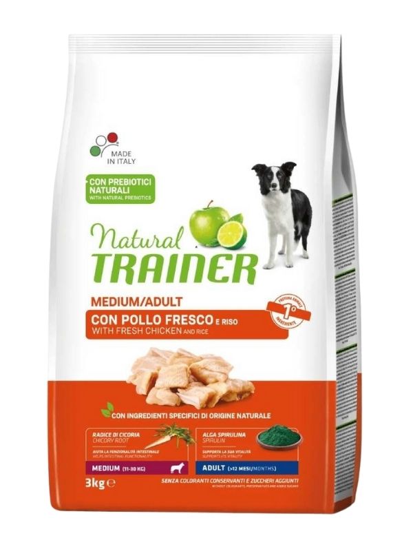 NATURAL TRAINER Medium Cane Adult (+12 Mesi) Manzo E Riso 3Kg