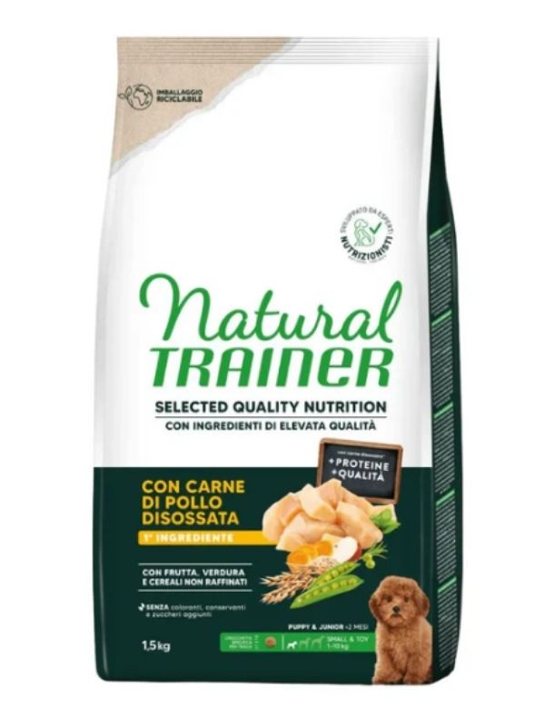 NATURAL TRAINER Selected Quality Nutrition Cane Puppy E Junior (+2 Mesi) Carne Di Pollo Disossata 1.5Kg