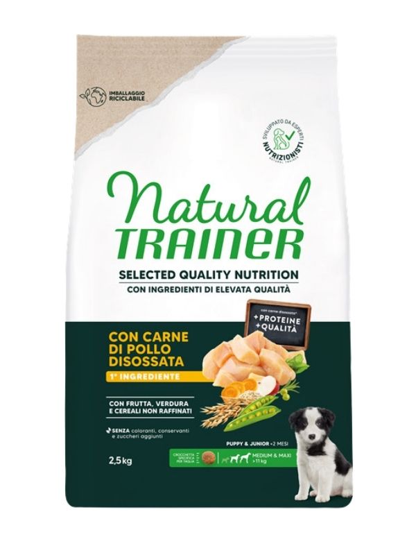 NATURAL TRAINER Selected Quality Nutrition Hund Puppy E Junior (+2 Monate) Entbeintes Hühnerfleisch 2.5Kg