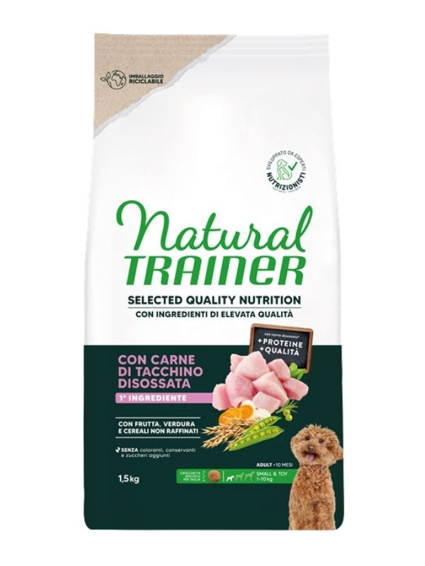 NATURAL TRAINER Selected Quality Nutrition Cane Adult (+10 Mesi) Carne Di Tacchino Disossata 1.5Kg